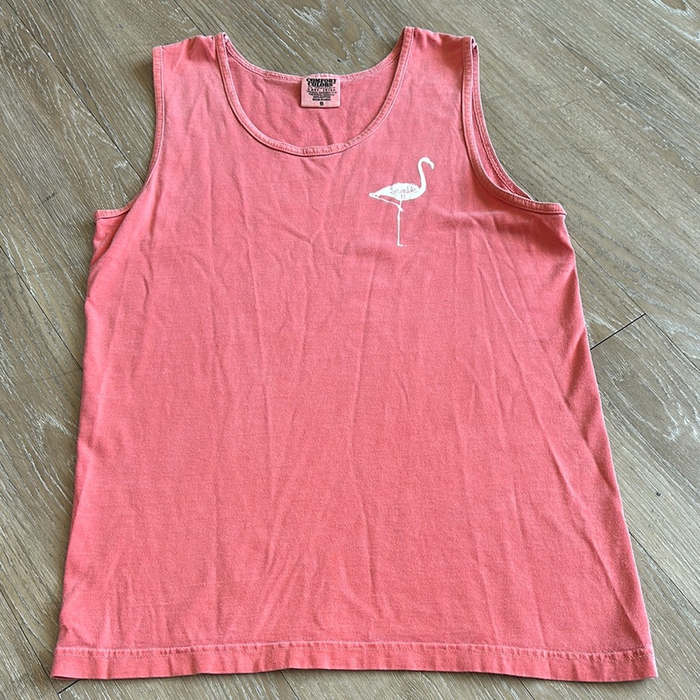 Comfort Colors Coral Tank Top with Flamingo